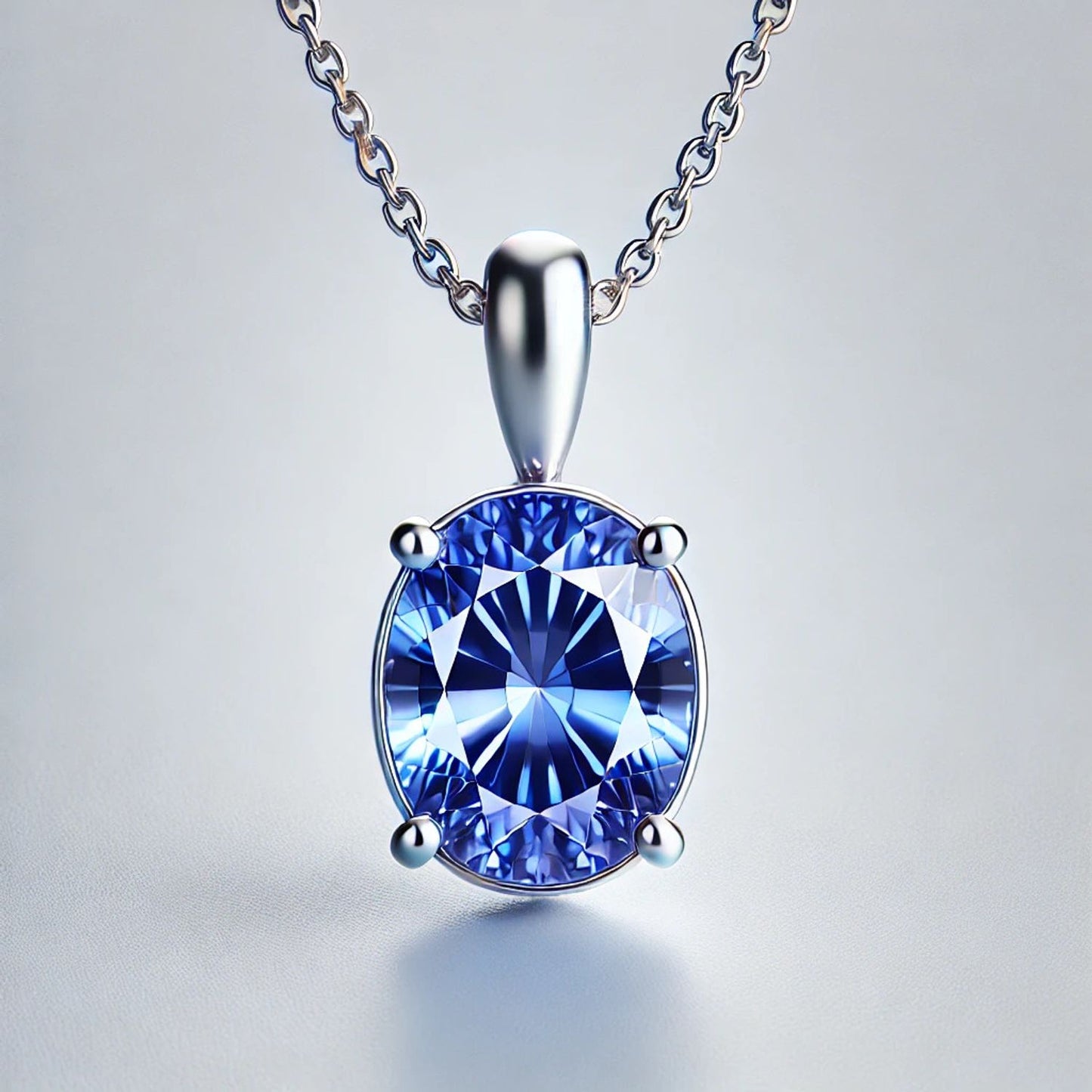 14K Gold Oval Gemstone Classic Solitaire Necklace