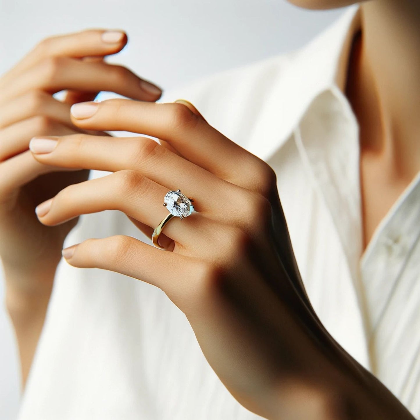 14K Gold Oval Gemstone Classic Solitaire Ring