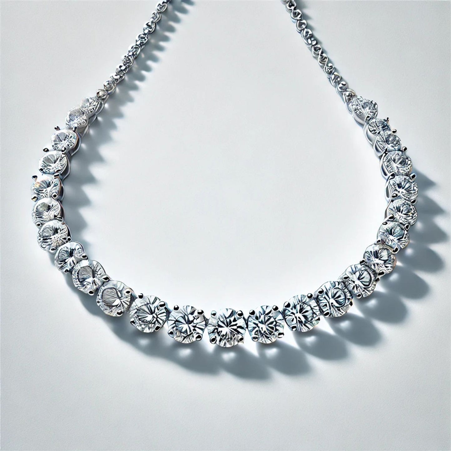 14K or 18K Gold Natural Diamond Tennis Necklace