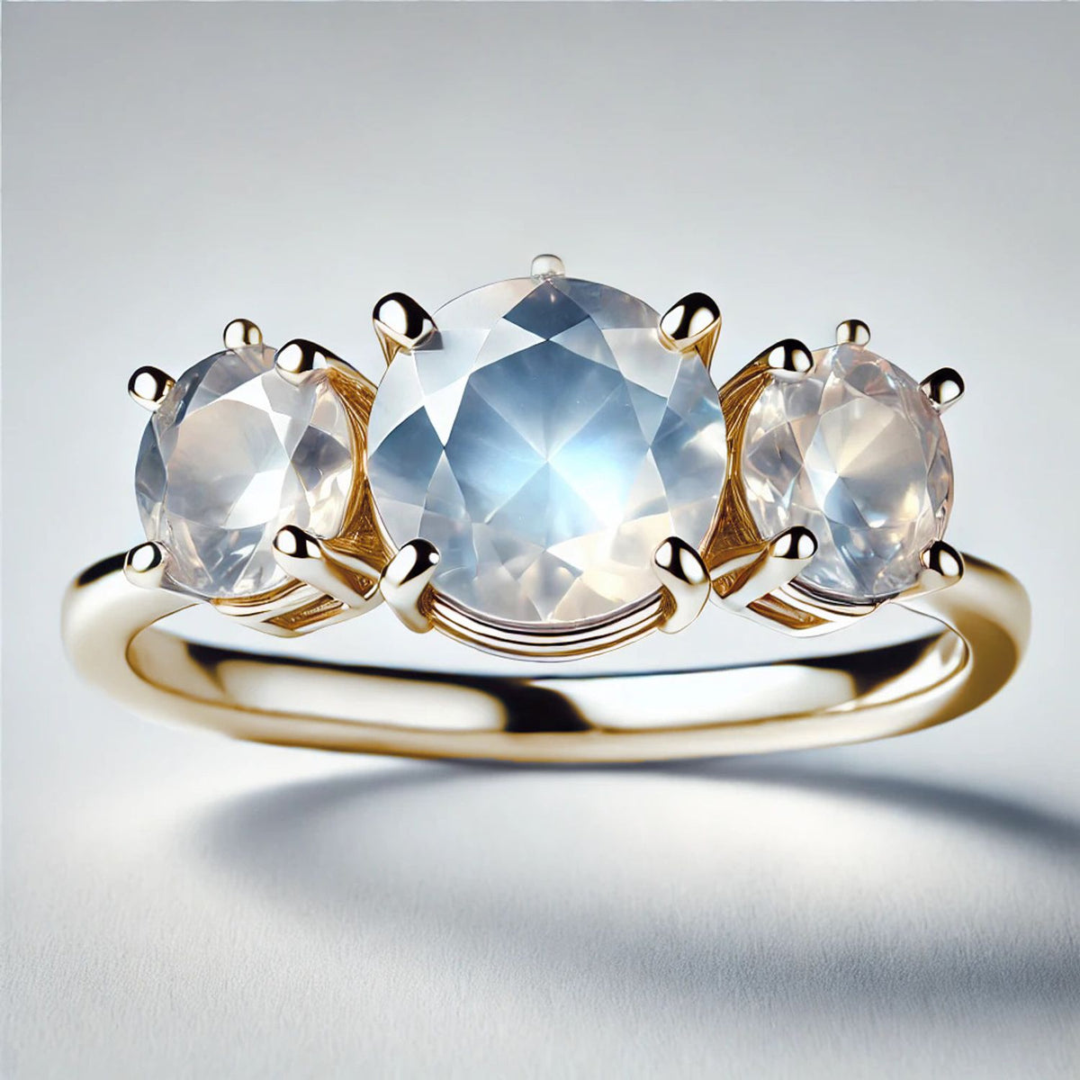 3-Stone Mother of Pearl or Moonstone Engagement Ring