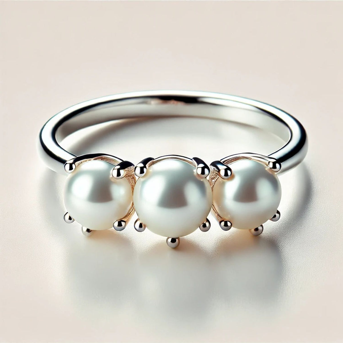 3-Stone Mother of Pearl or Moonstone Engagement Ring