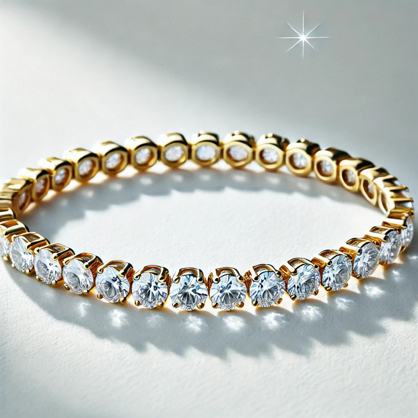 14K or 18K Gold Natural Diamond Tennis Bracelet