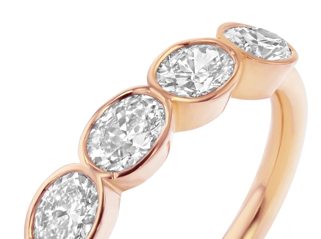 OVAL DIAMOND BEZEL RING - Rose Gold