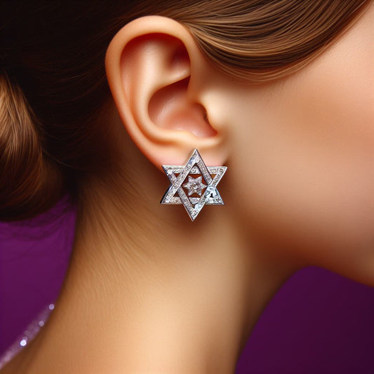 Yellow Gold 14K BatMitzva fashion earrings with a diamond gemstone