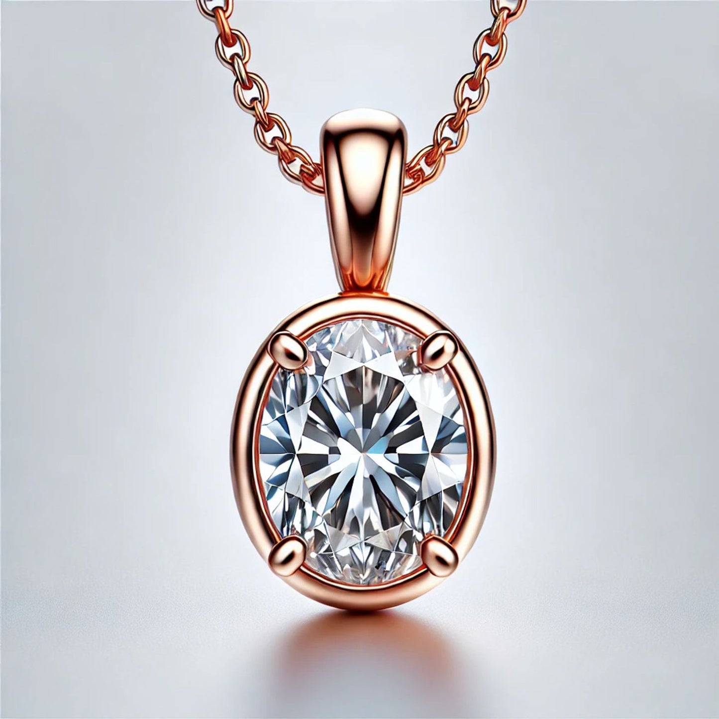 14K Gold Oval Gemstone Classic Solitaire Necklace