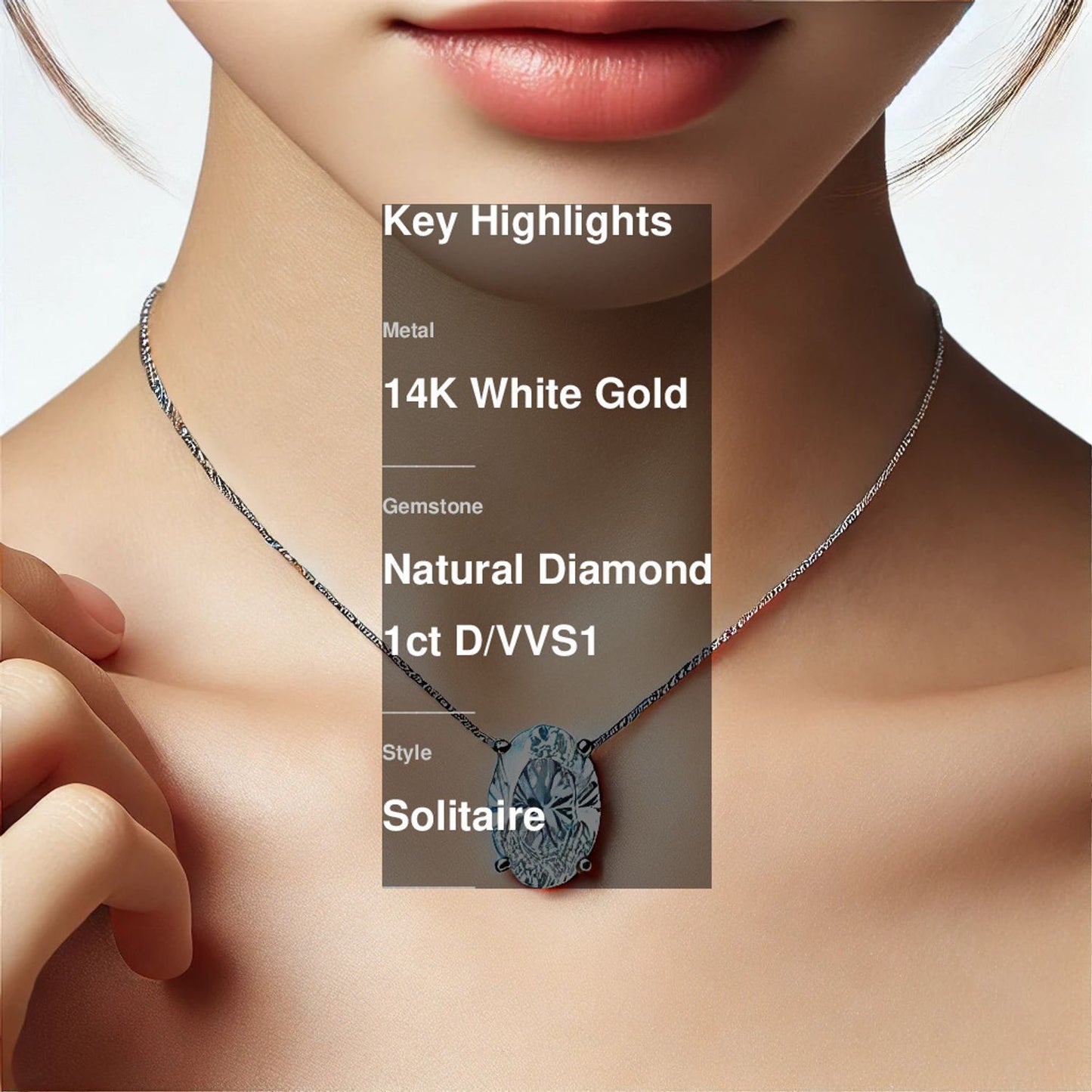 14K Gold Oval Gemstone Classic Solitaire Necklace