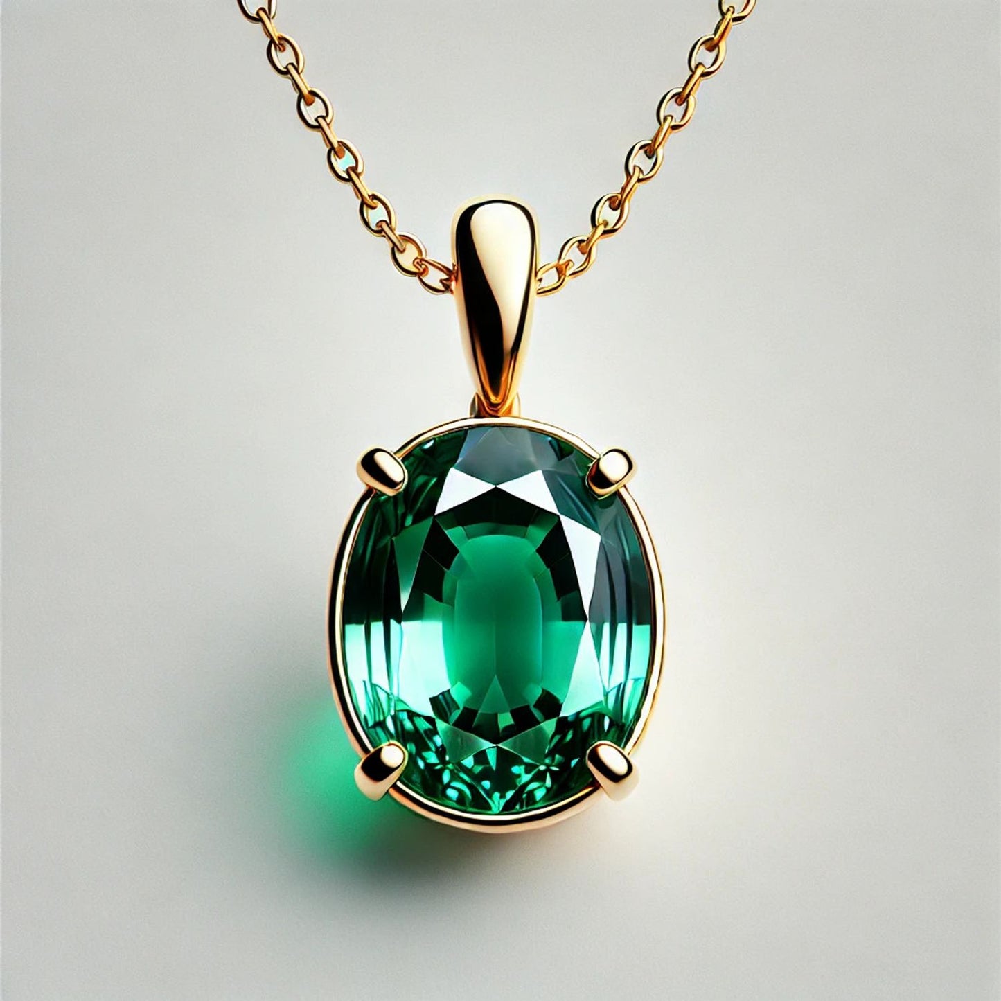 14K Gold Oval Gemstone Classic Solitaire Necklace