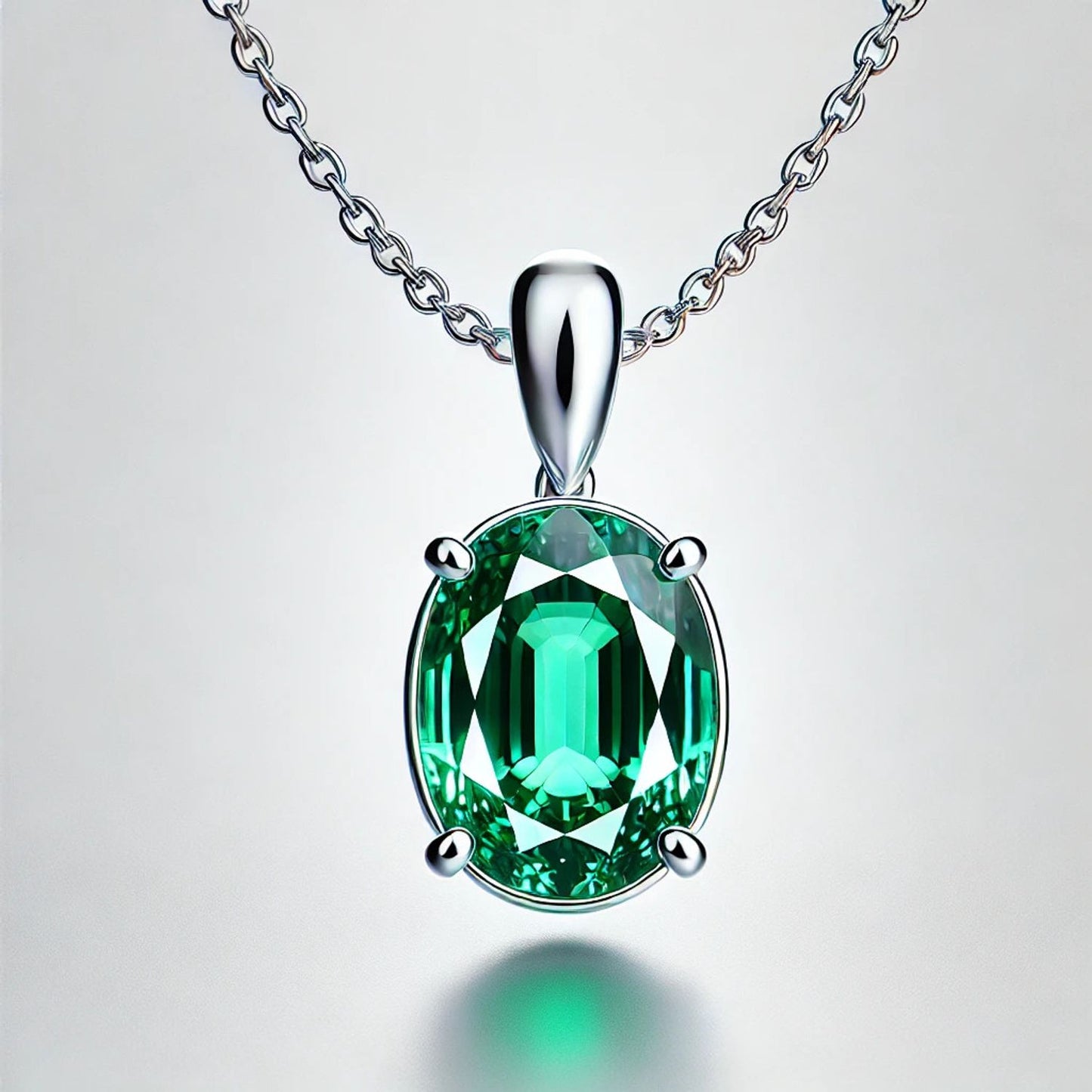 14K Gold Oval Gemstone Classic Solitaire Necklace