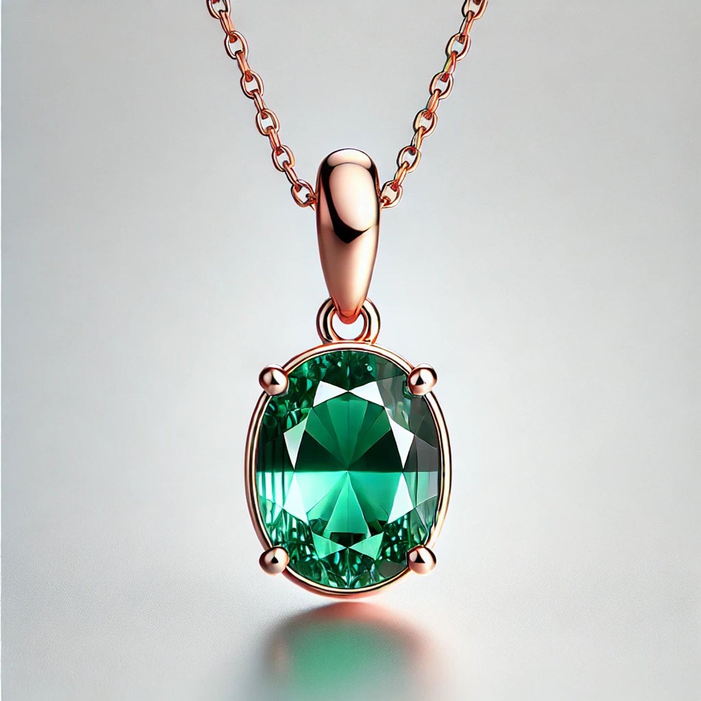 14K Gold Oval Gemstone Classic Solitaire Necklace