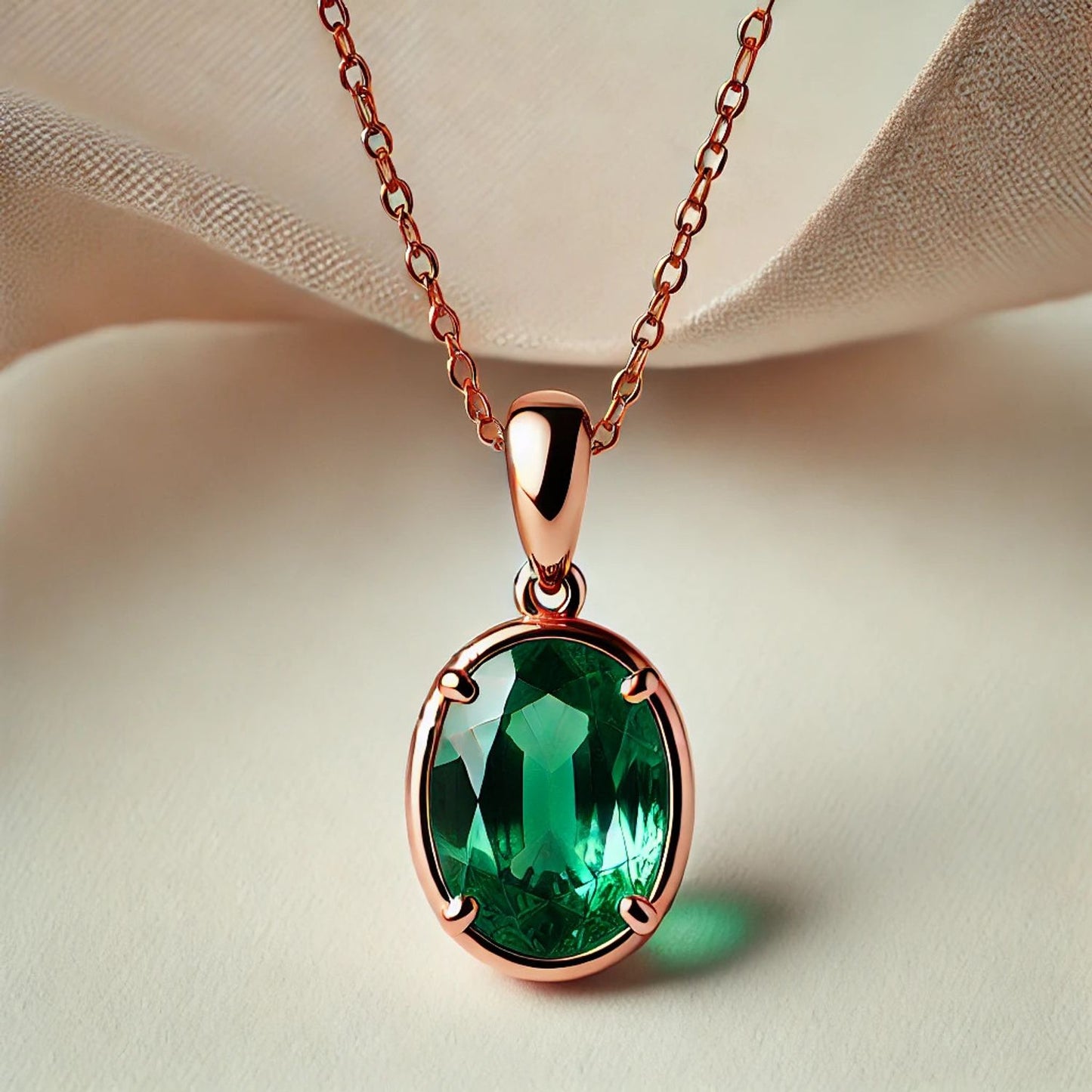 14K Gold Oval Gemstone Classic Solitaire Necklace