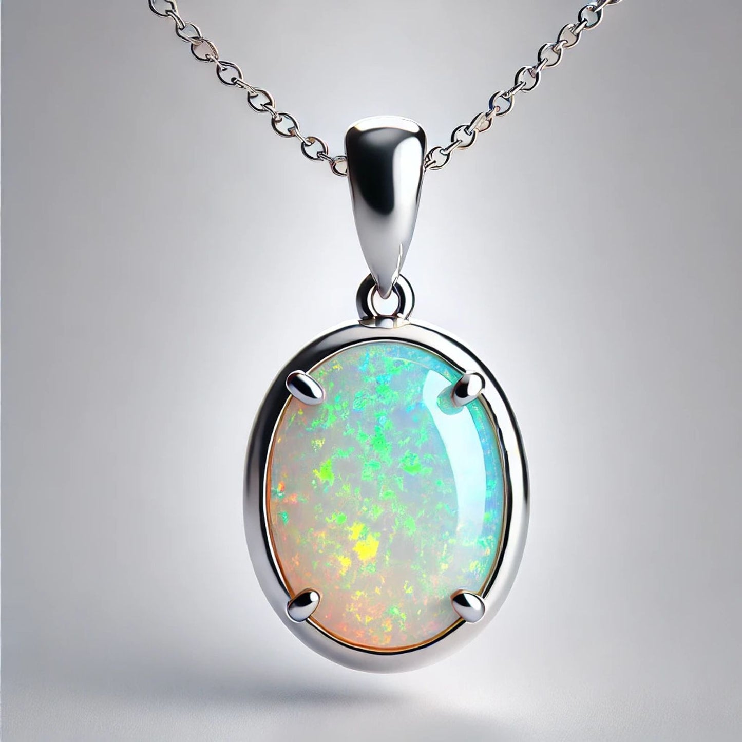 14K Gold Oval Gemstone Classic Solitaire Necklace