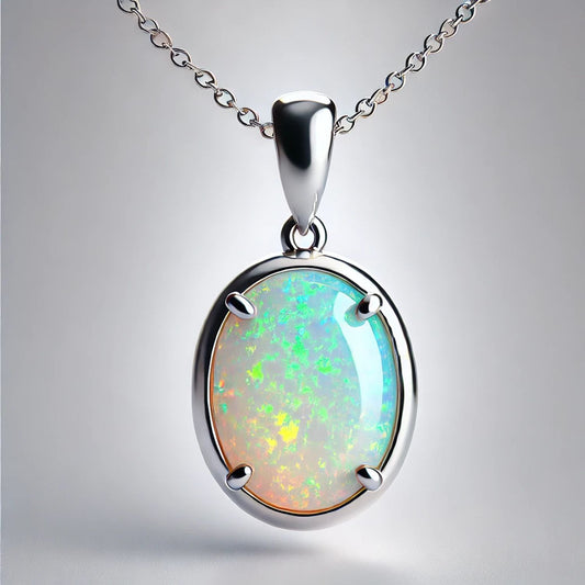 14K Gold Oval Gemstone Classic Solitaire Necklace