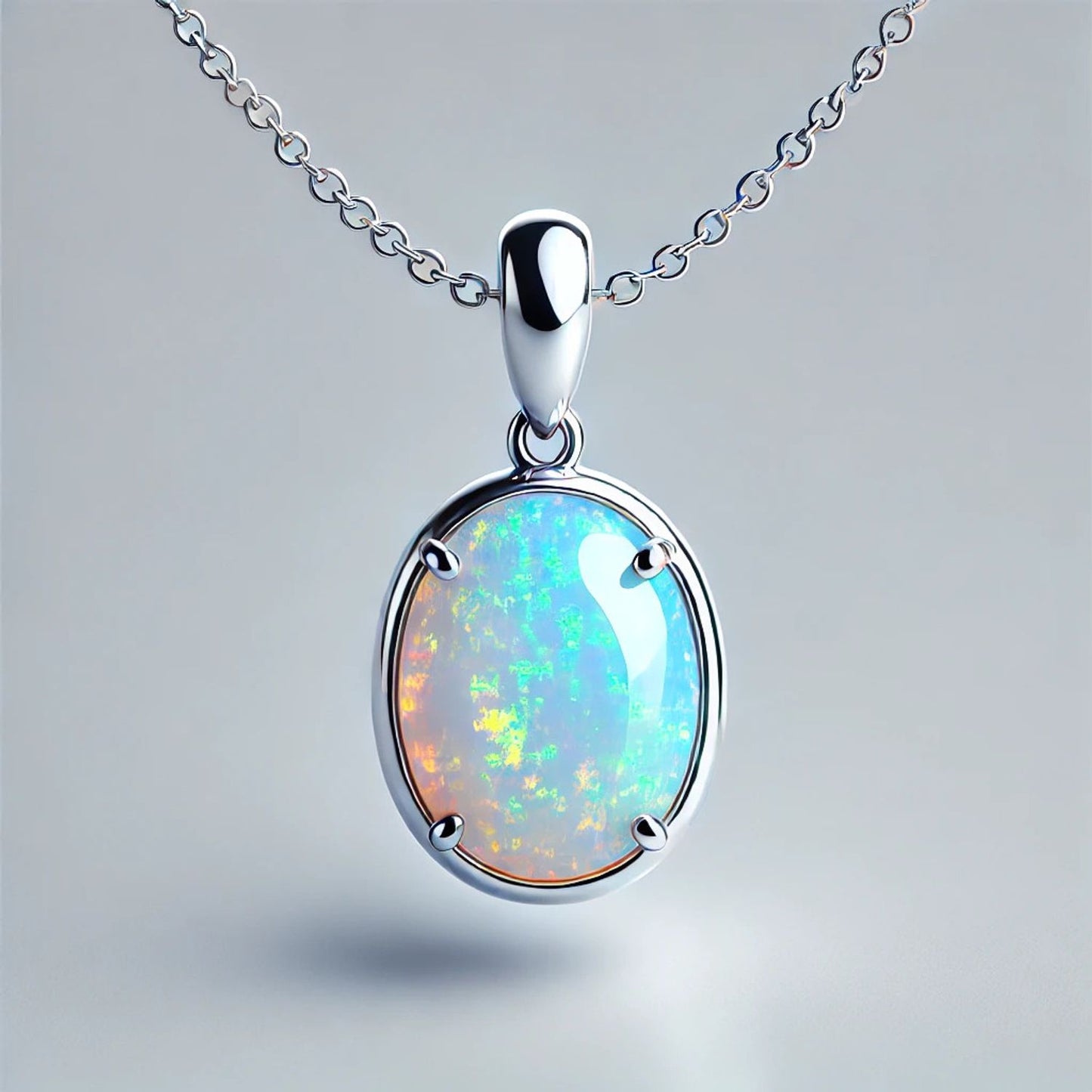 14K Gold Oval Gemstone Classic Solitaire Necklace