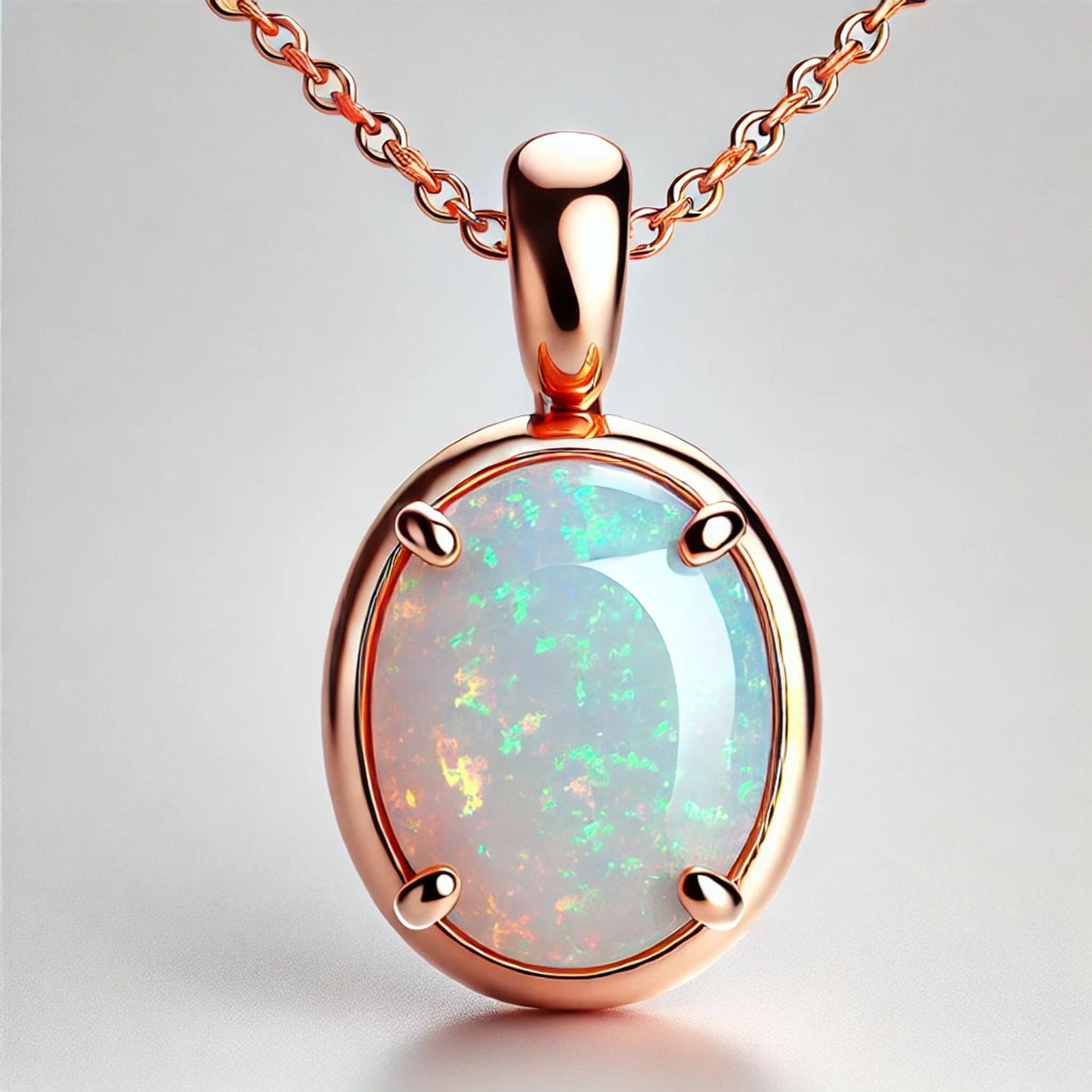 14K Gold Oval Gemstone Classic Solitaire Necklace