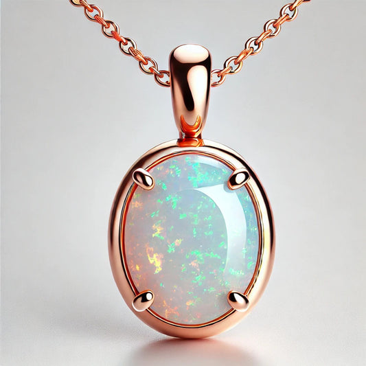 14K Gold Oval Gemstone Classic Solitaire Necklace