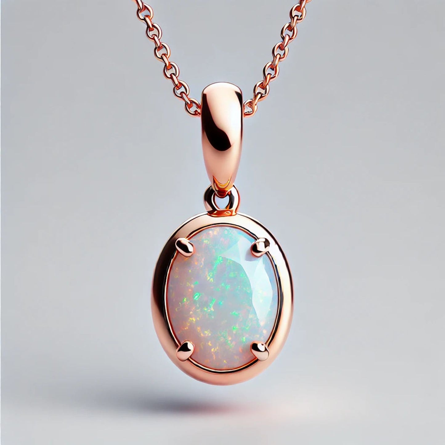 14K Gold Oval Gemstone Classic Solitaire Necklace