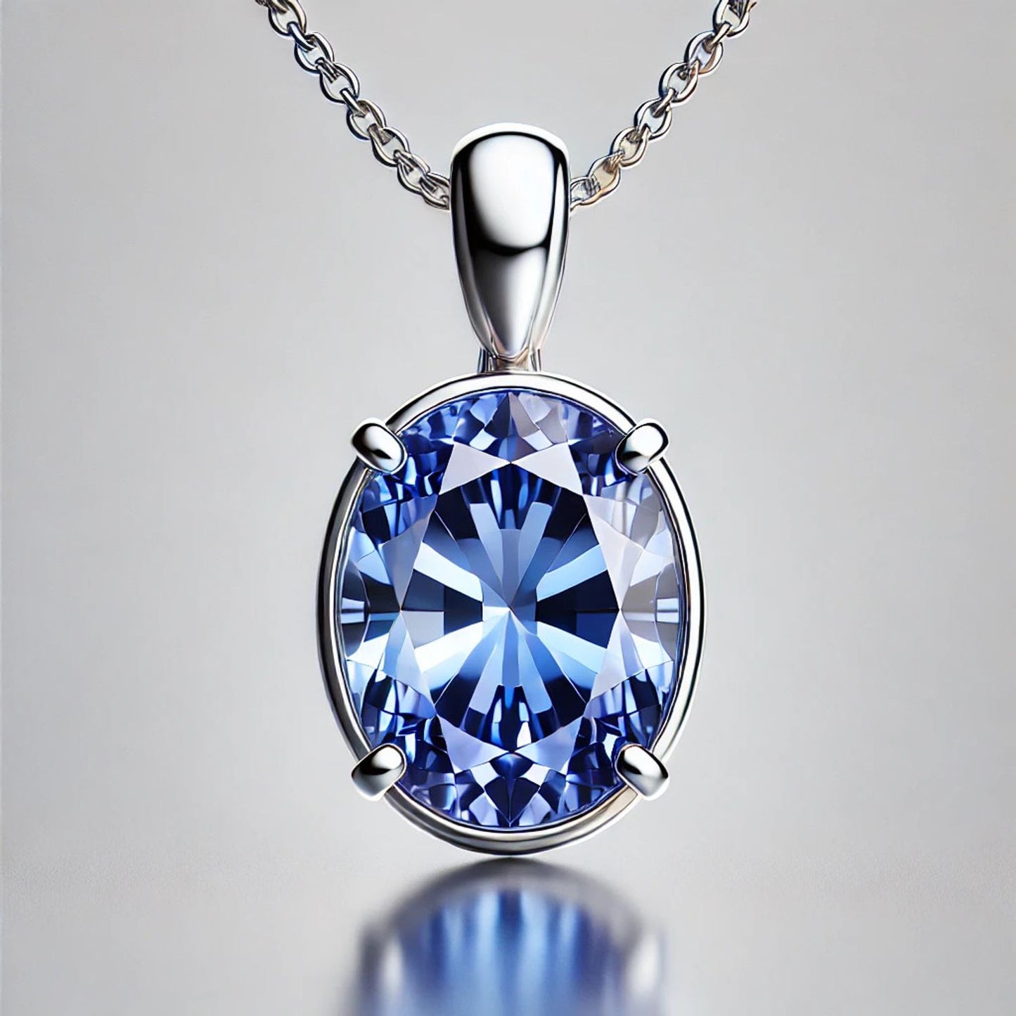 14K Gold Oval Gemstone Classic Solitaire Necklace