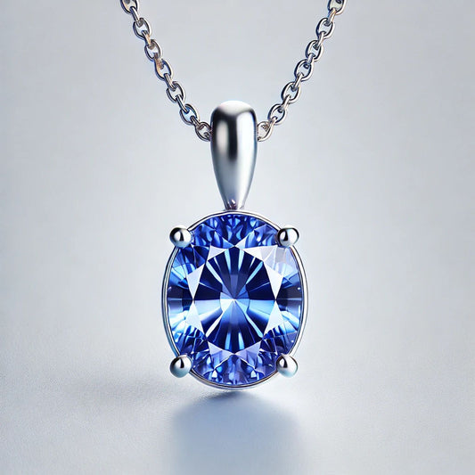 14K Gold Oval Gemstone Classic Solitaire Necklace