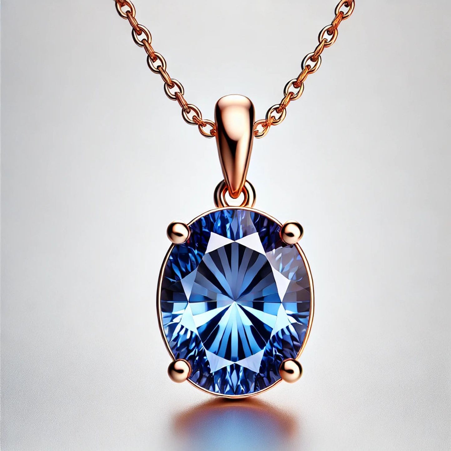 14K Gold Oval Gemstone Classic Solitaire Necklace