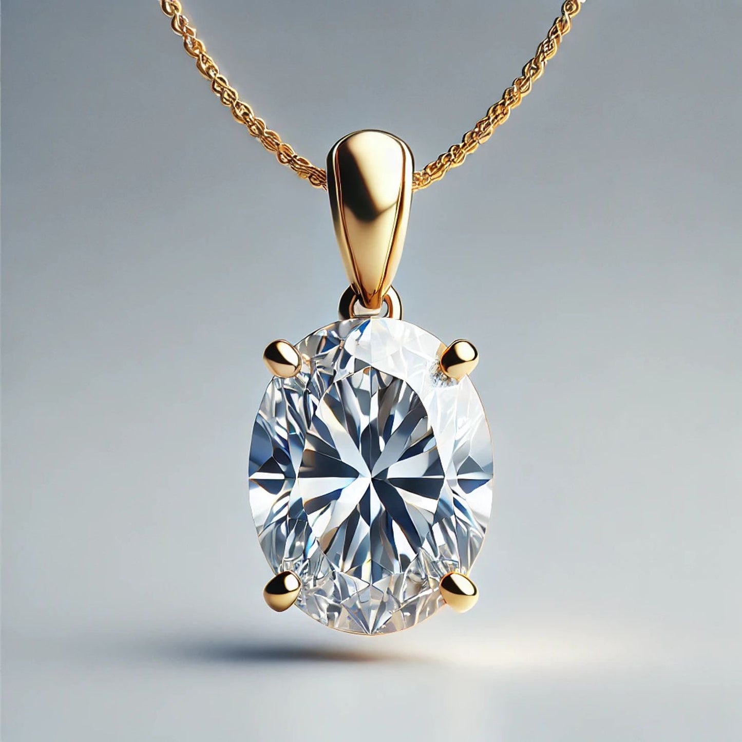 14K Gold Oval Gemstone Classic Solitaire Necklace