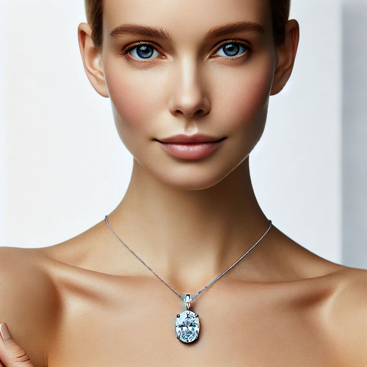 14K Gold Oval Gemstone Classic Solitaire Necklace