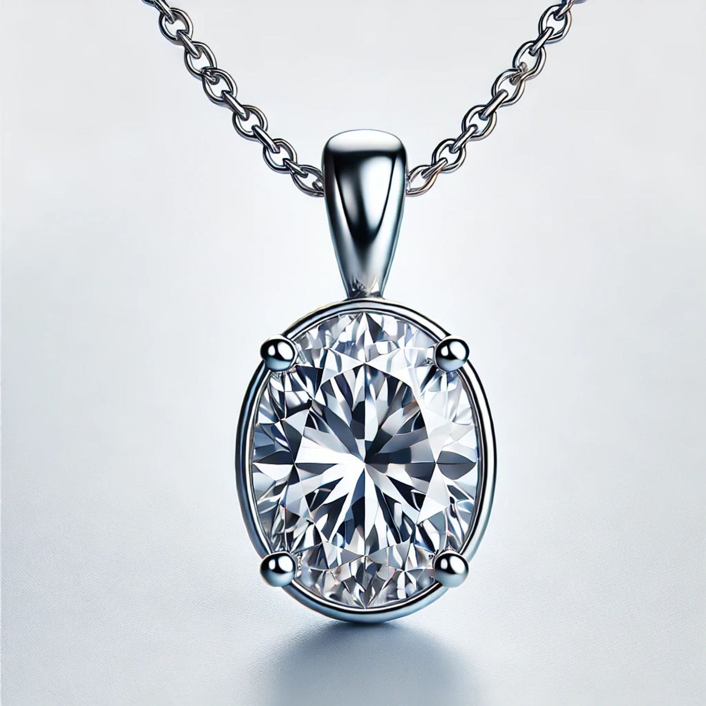 14K Gold Oval Gemstone Classic Solitaire Necklace