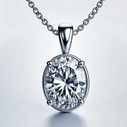 14K Gold Oval Gemstone Classic Solitaire Necklace