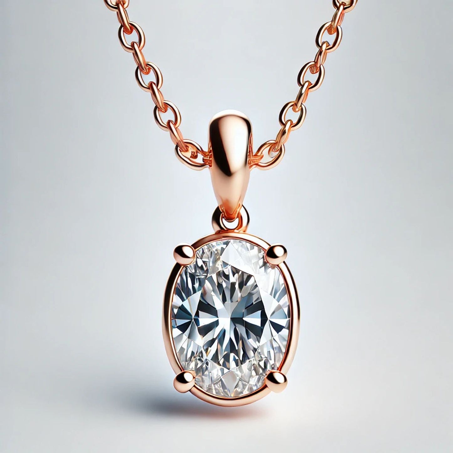 14K Gold Oval Gemstone Classic Solitaire Necklace