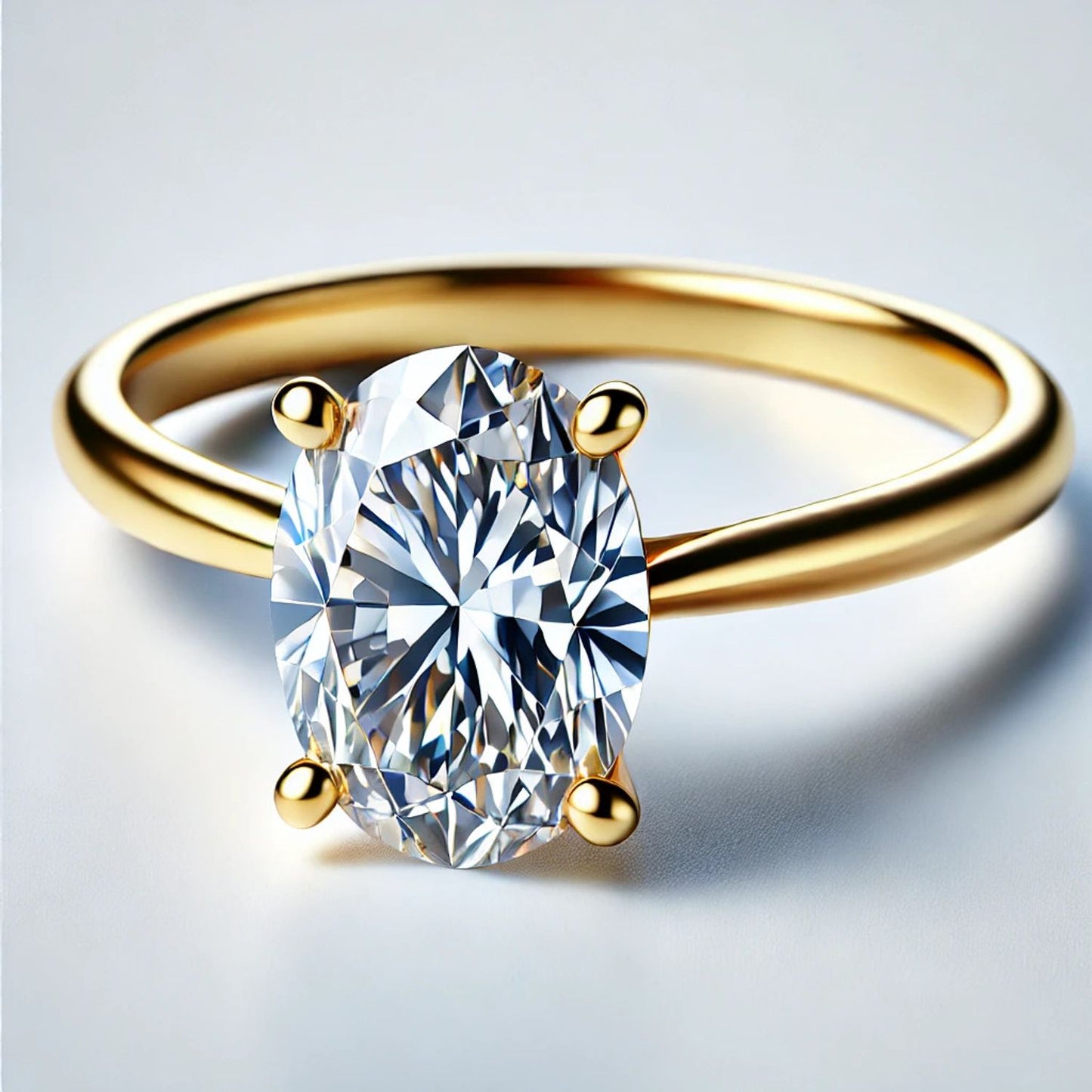 14K Gold Oval Gemstone Classic Solitaire Ring