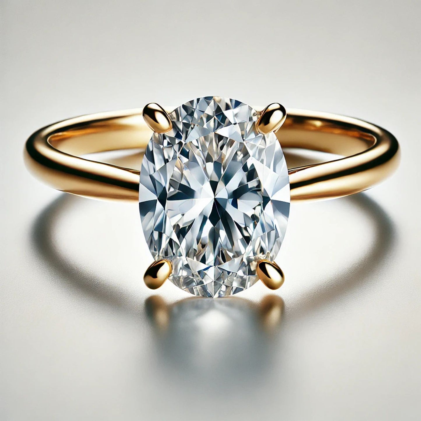 14K Gold Oval Gemstone Classic Solitaire Ring