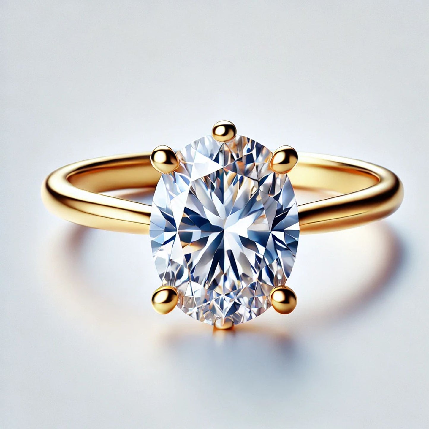 14K Gold Oval Gemstone Classic Solitaire Ring