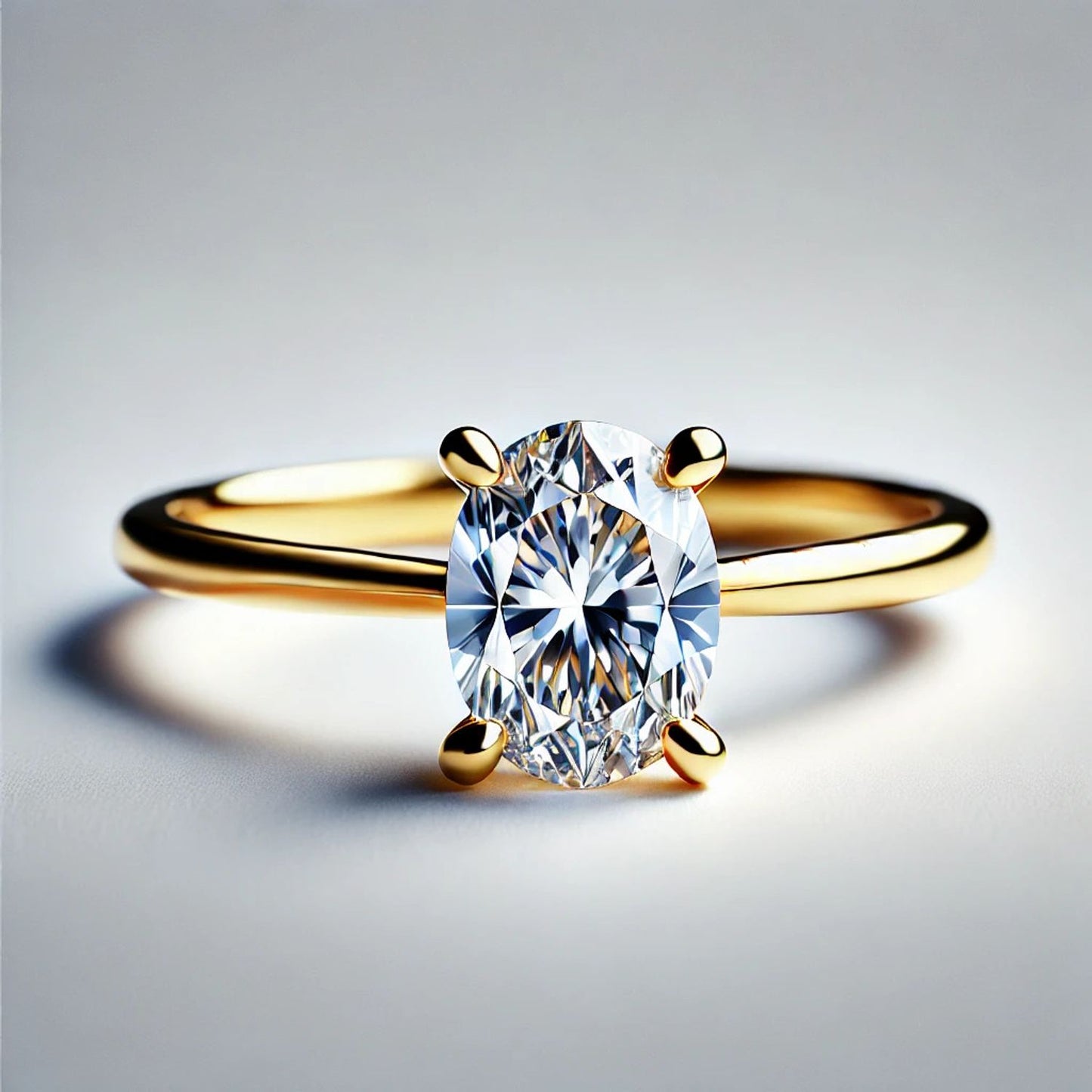 14K Gold Oval Gemstone Classic Solitaire Ring