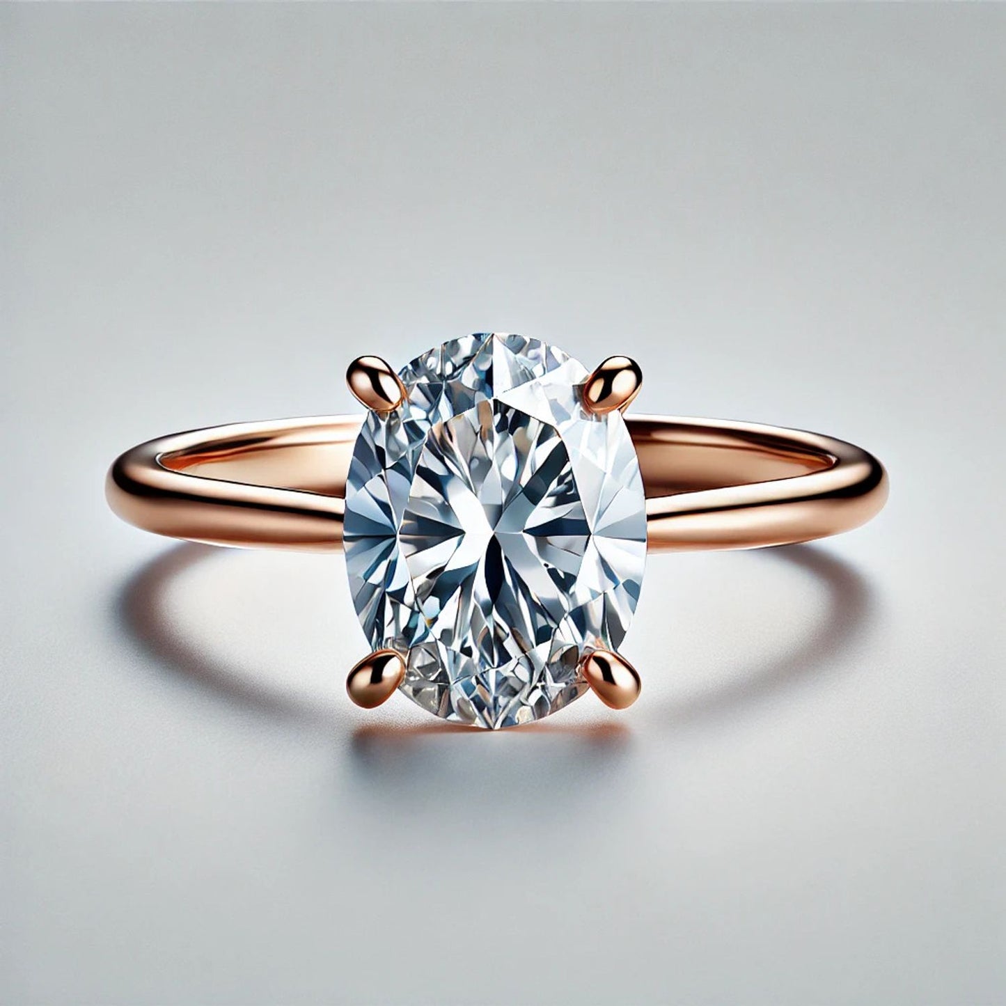 14K Gold Oval Gemstone Classic Solitaire Ring