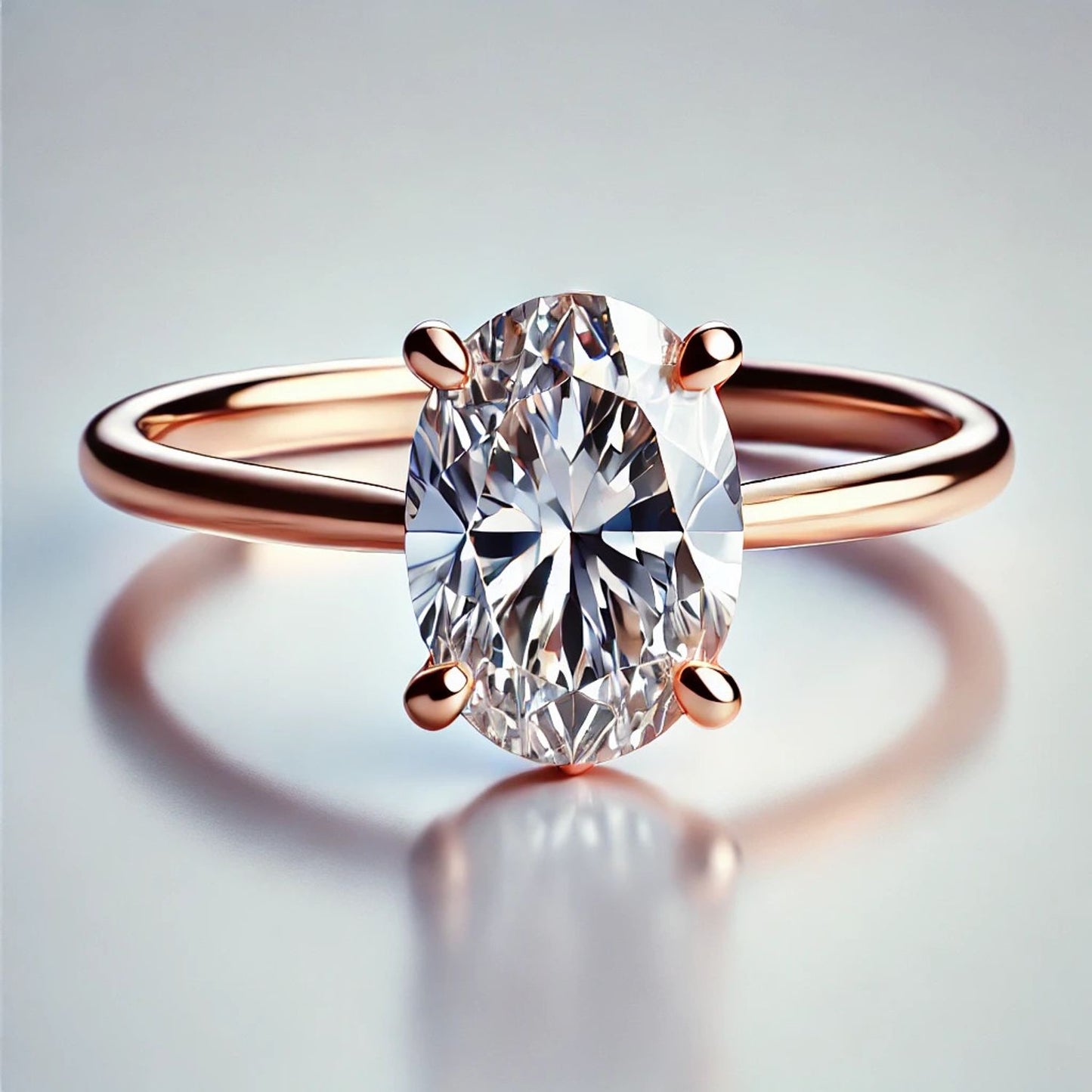 14K Gold Oval Gemstone Classic Solitaire Ring