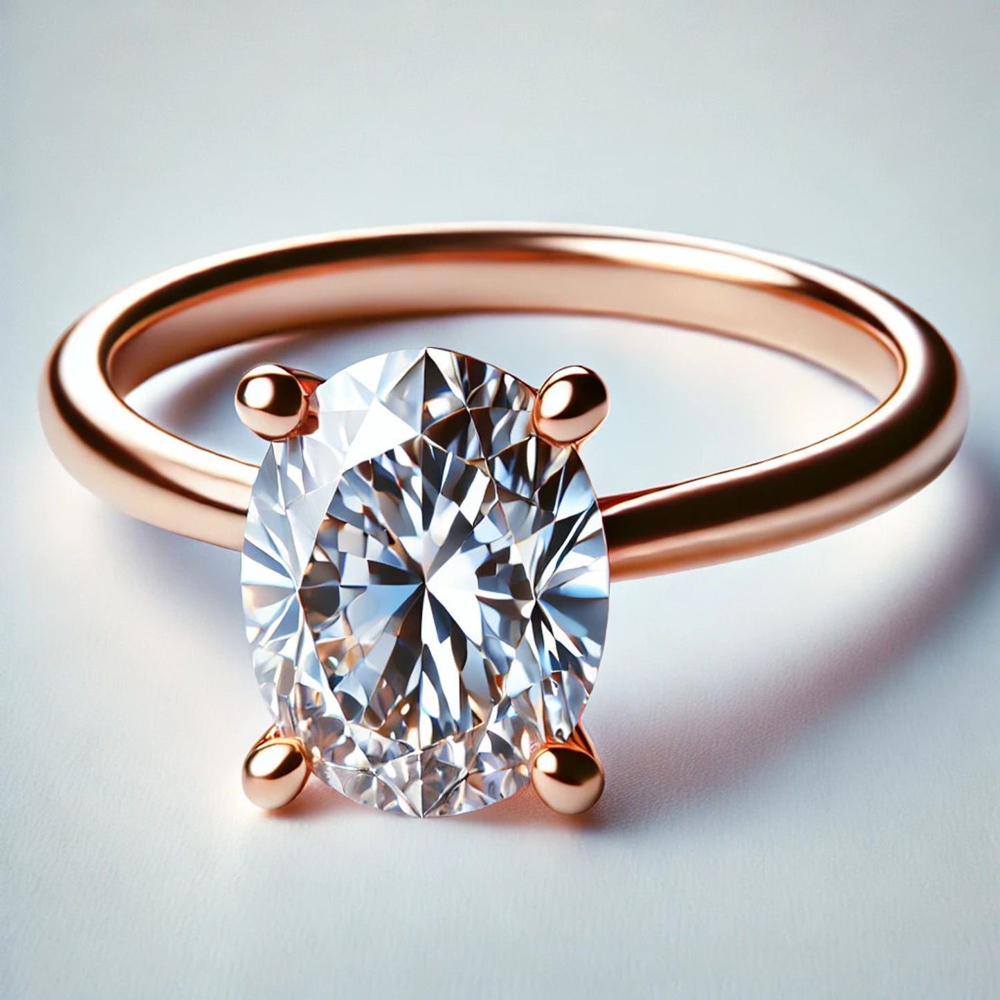 14K Gold Oval Gemstone Classic Solitaire Ring