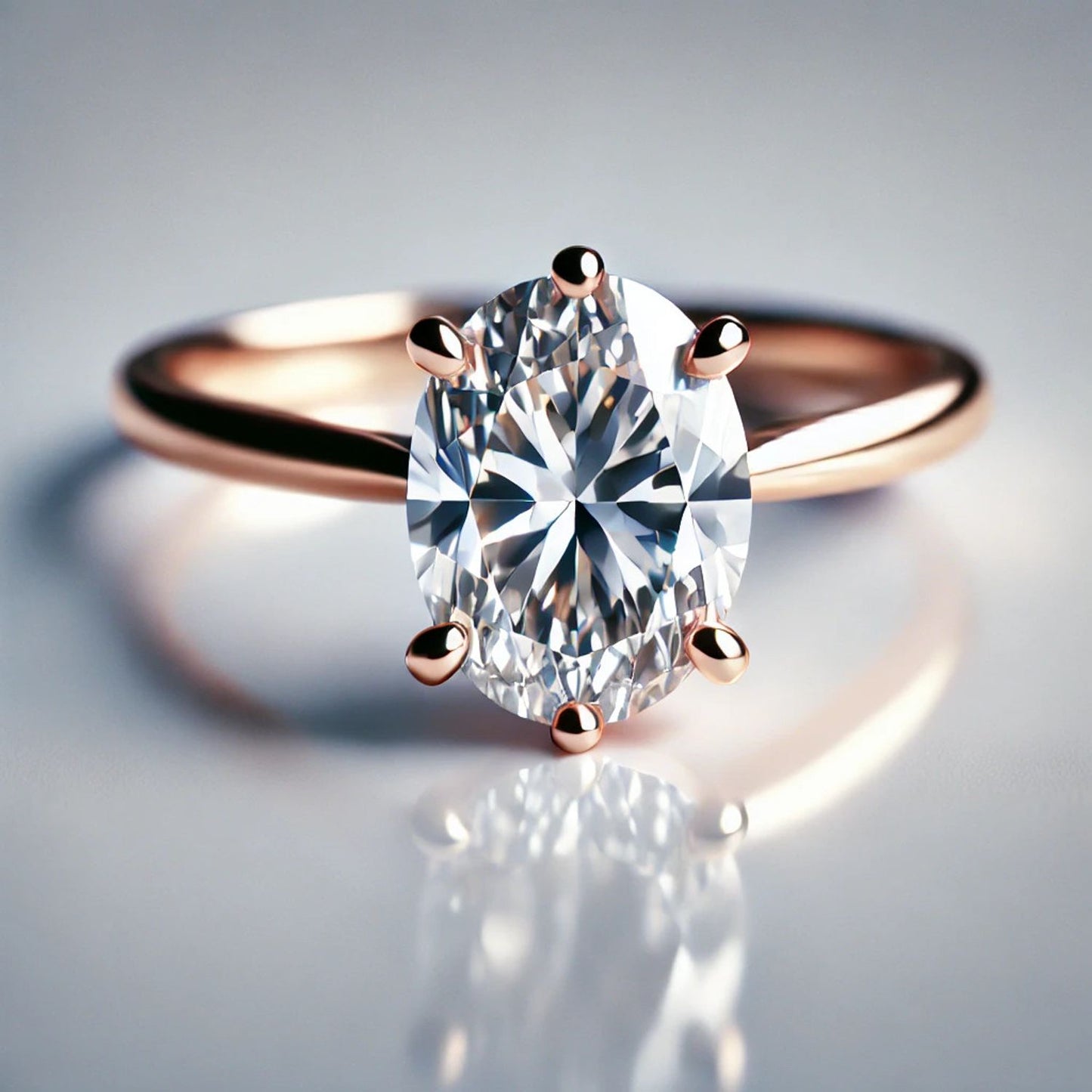 14K Gold Oval Gemstone Classic Solitaire Ring