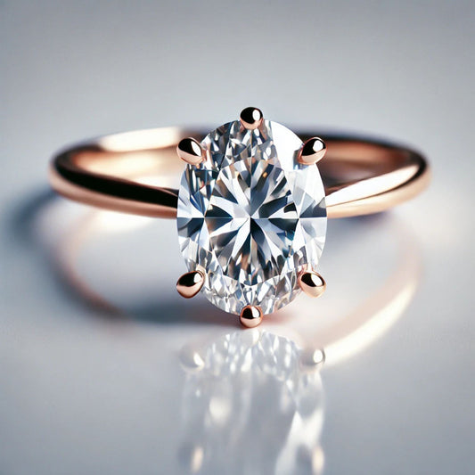 14K Gold Oval Gemstone Classic Solitaire Ring