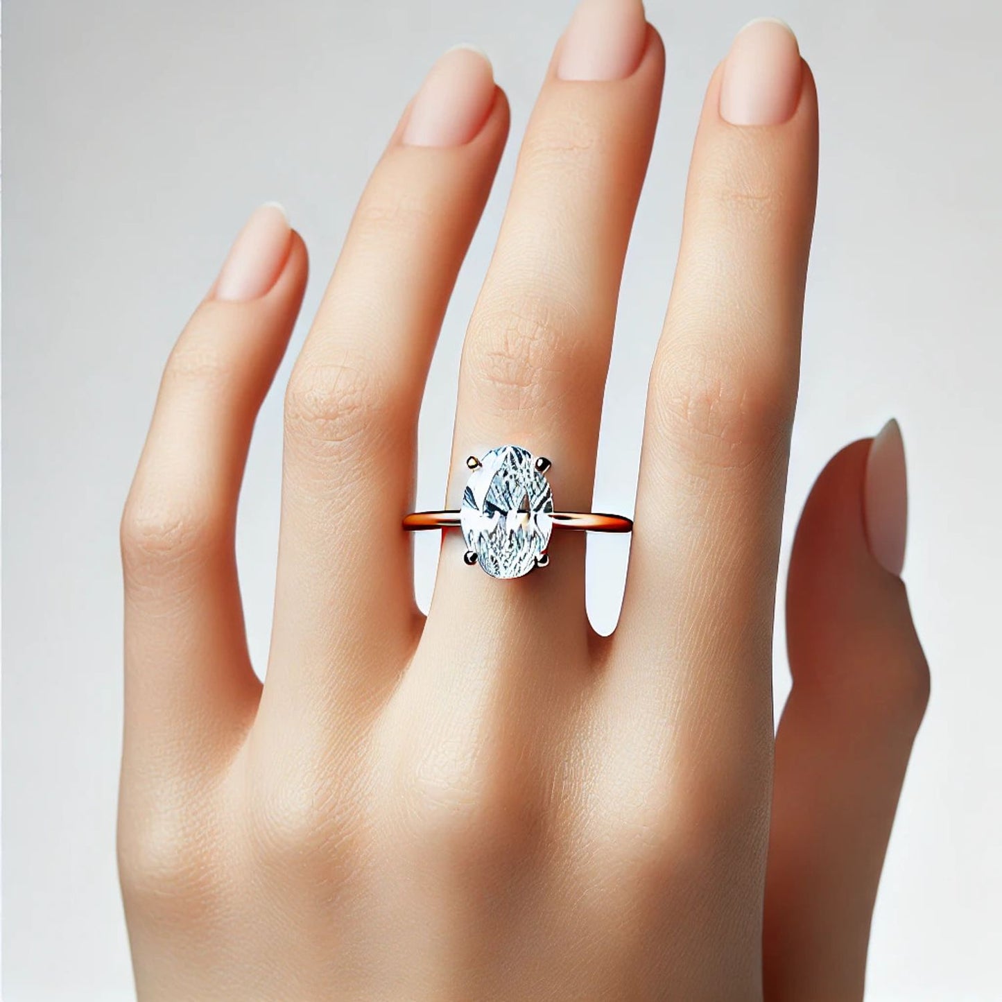 14K Gold Oval Gemstone Classic Solitaire Ring