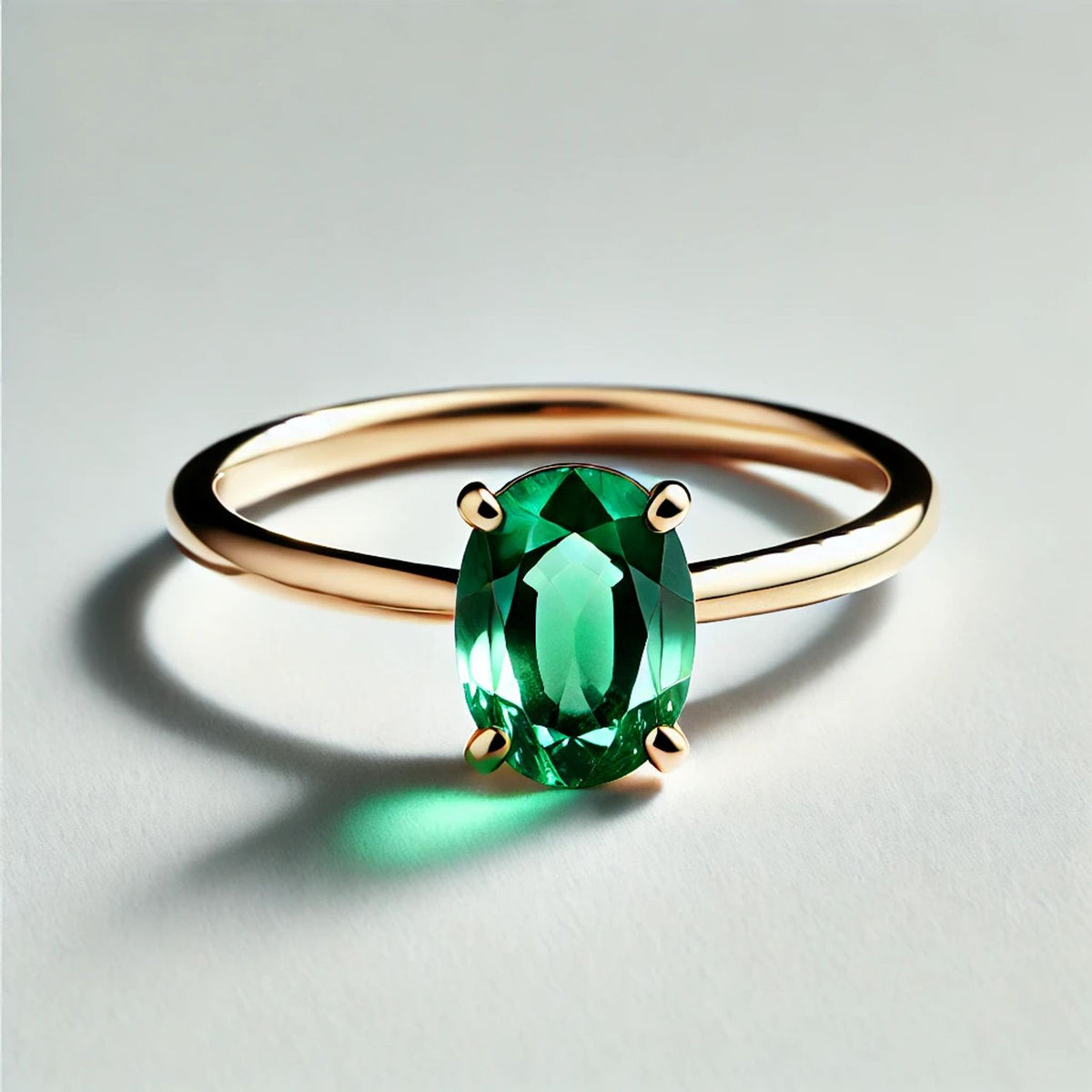 14K Gold Oval Gemstone Classic Solitaire Ring