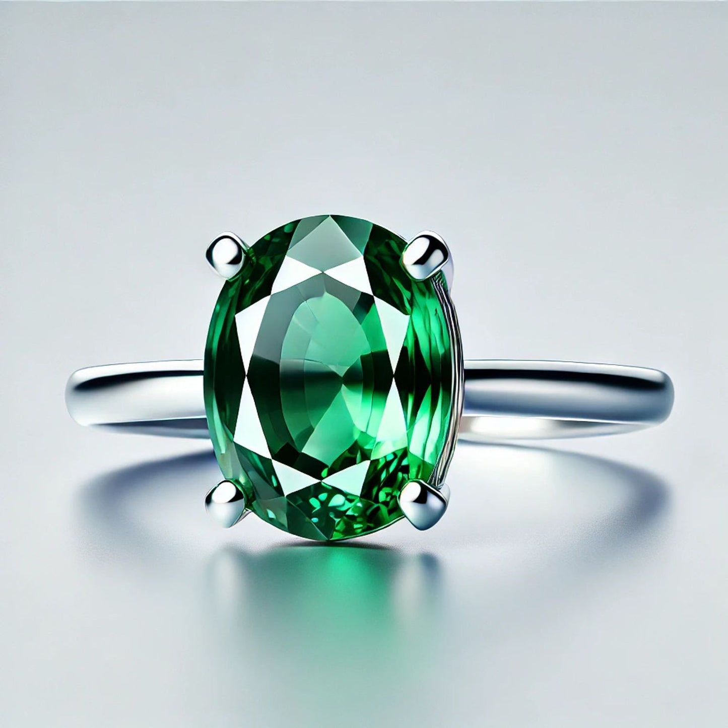 14K Gold Oval Gemstone Classic Solitaire Ring