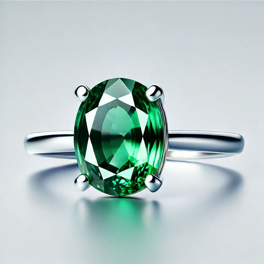 14K Gold Oval Gemstone Classic Solitaire Ring