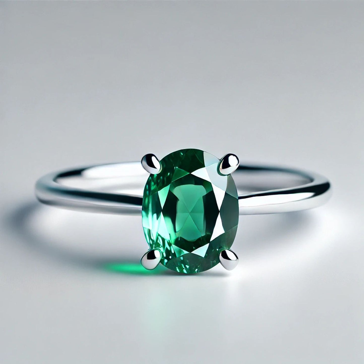 14K Gold Oval Gemstone Classic Solitaire Ring