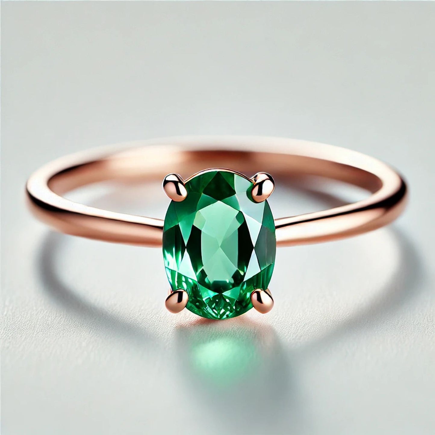 14K Gold Oval Gemstone Classic Solitaire Ring