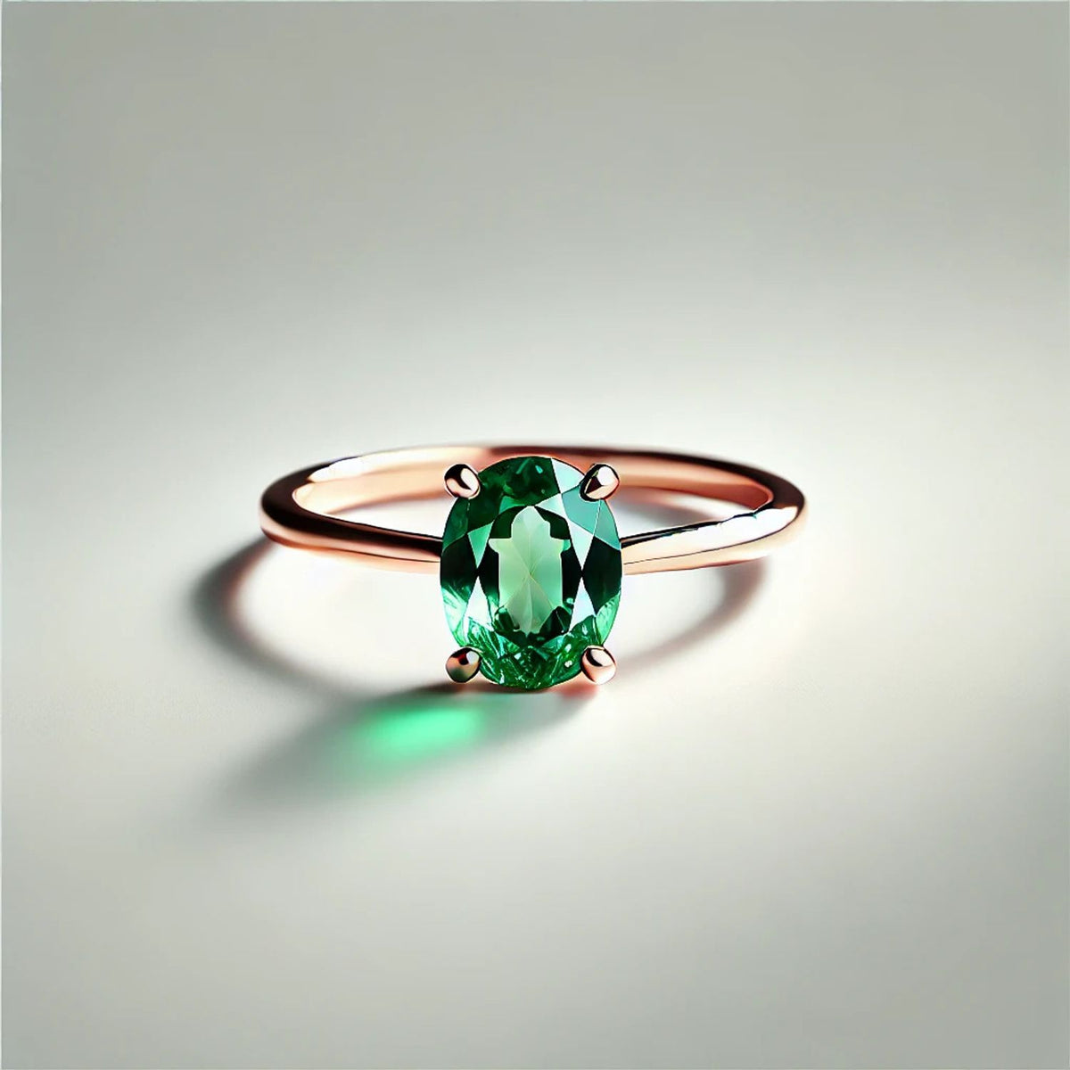 14K Gold Oval Gemstone Classic Solitaire Ring