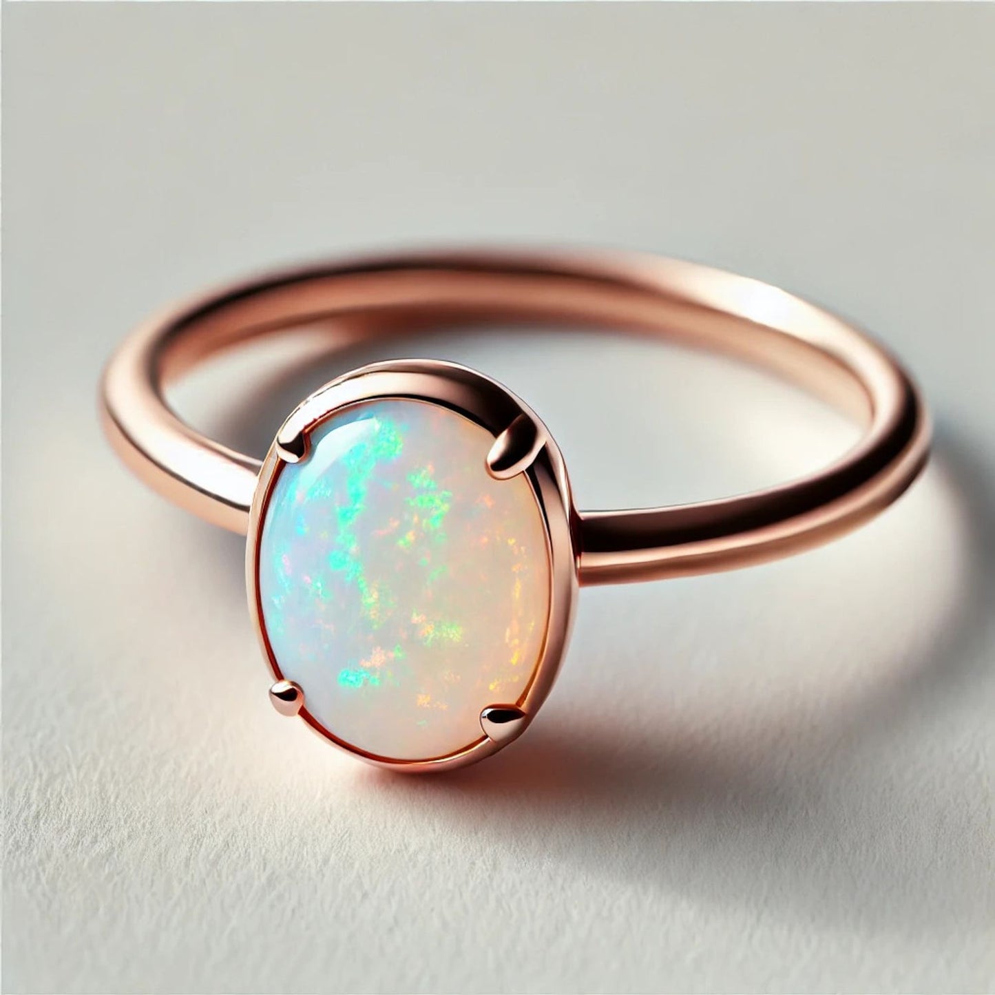 14K Gold Oval Gemstone Classic Solitaire Ring