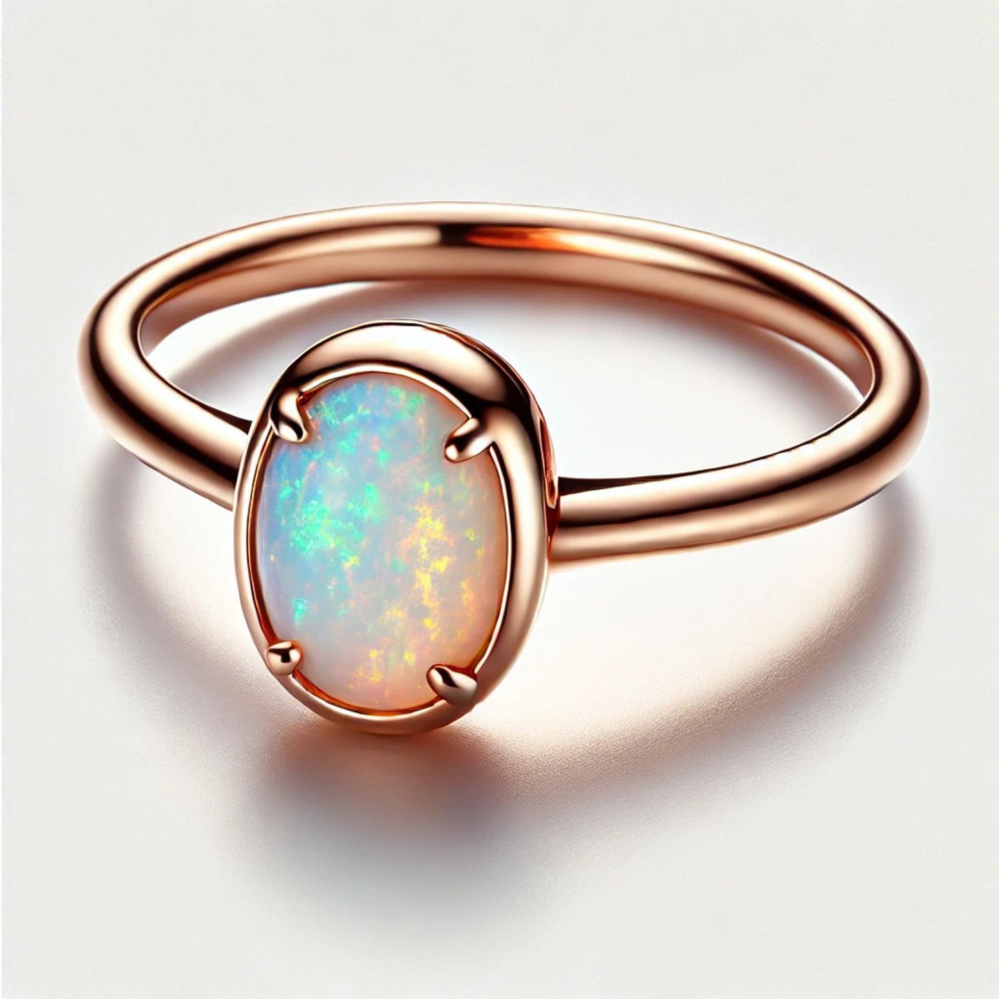 14K Gold Oval Gemstone Classic Solitaire Ring