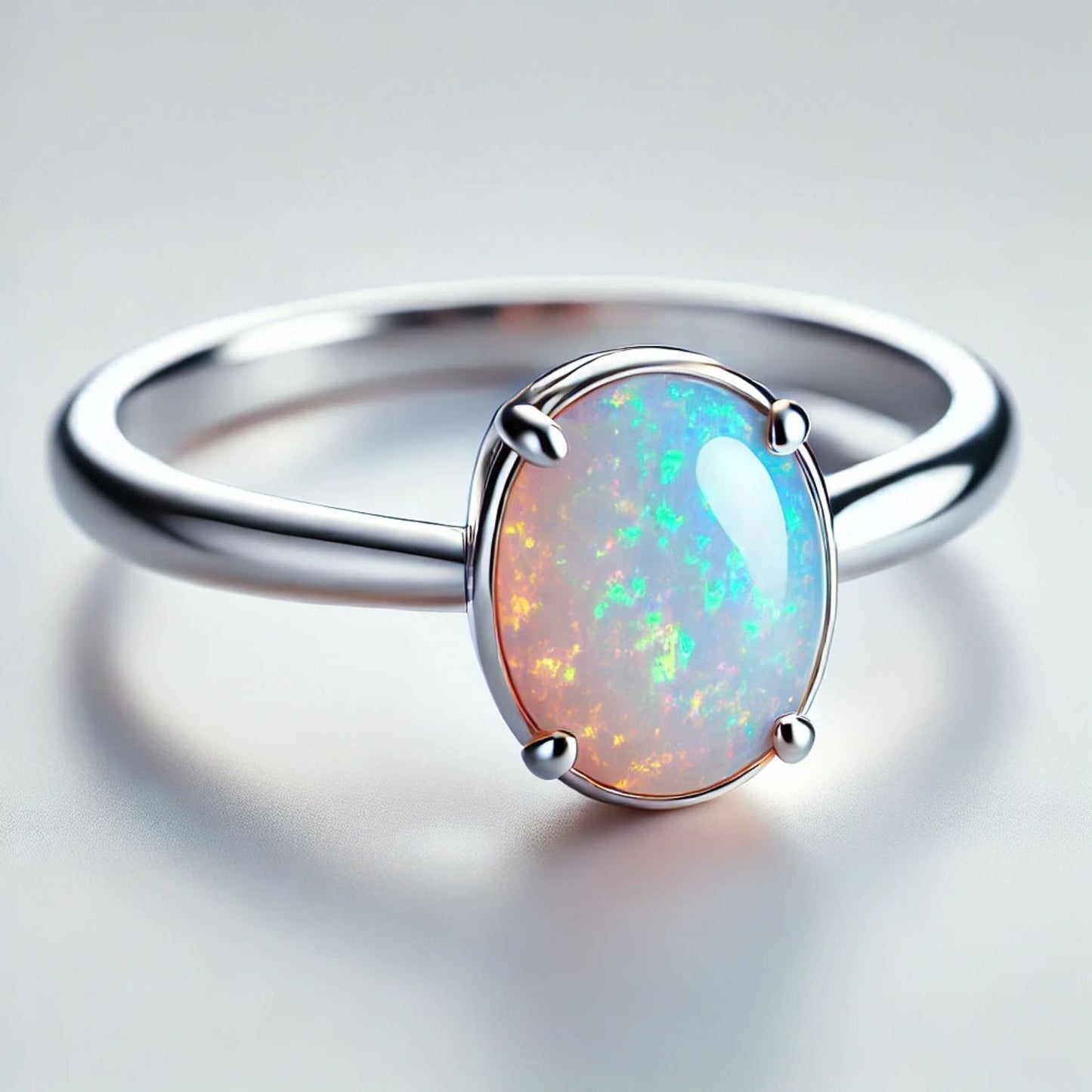 14K Gold Oval Gemstone Classic Solitaire Ring