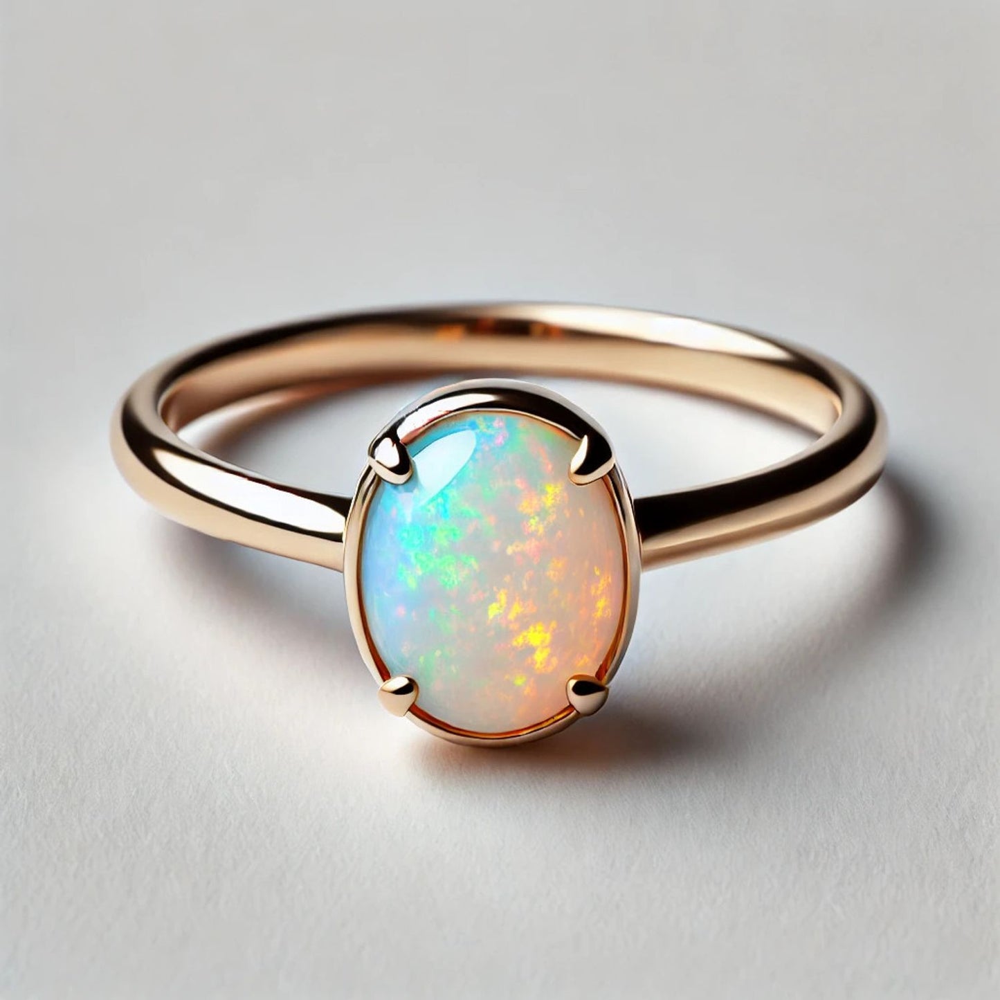 14K Gold Oval Gemstone Classic Solitaire Ring