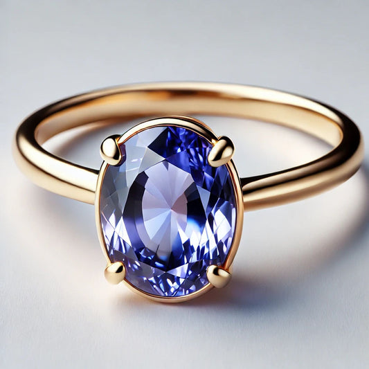 14K Gold Oval Gemstone Classic Solitaire Ring