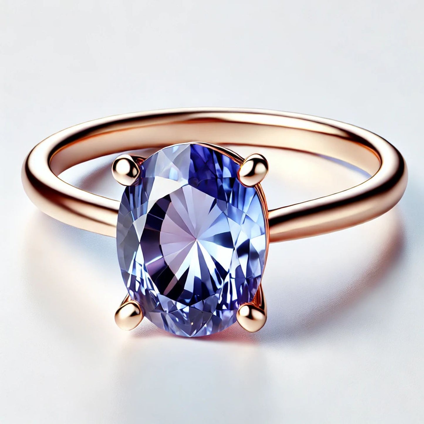 14K Gold Oval Gemstone Classic Solitaire Ring